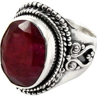 Big Delicate!! Ruby 925 Sterling Silver Ring