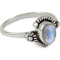 Gorgeous ! 925 Sterling Silver Rainbow Moonstone Ring