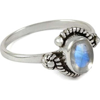 Perfect ! 925 Sterling Silver Rainbow Moonstone Ring