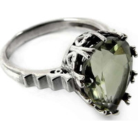 Big Royal! 925 Sterling Silver Green Amethyst Ring