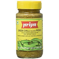 Case of 24 - Priya Green Chilli Pickle Without Garlic - 300 Gm (10.58 Oz)