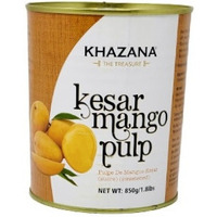 Case of 6 - Khazana Kesar Mango Pulp Can - 850 Gm (1.87 Lb)