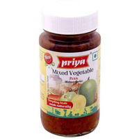 Case of 24 - Priya Mixed Vegetable Pickle Without Garlic Extra Hot - 300 Gm (10.6 Oz)