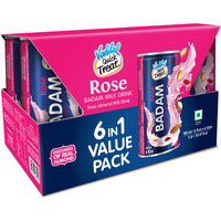 Case of 6 - Vadilal Rose Badam Milk Drink 6 In 1 Value Pack - 180 Ml (6 Fl Oz)