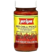 Priya Red Chili Pickle with Garlic (300 gm bottle)