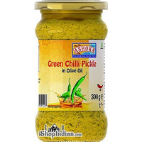 Ashoka Green Chilli Pickle in Olive Oil (10.5 oz bottle)