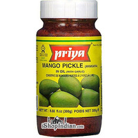 Priya Mango Pickle (Avakaya) with Garlic (300 gm bottle)