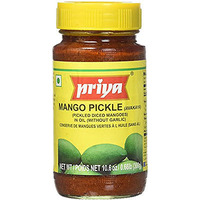 Priya Mango Pickle (Avakaya) without Garlic (300 gm bottle)