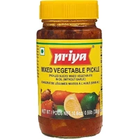 Priya Mixed Vegetable Pickle without Garlic (300 gm bottle)