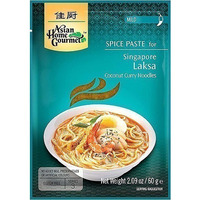 Asian Home Gourmet Singapore Laksa Spice Paste - Coconut Curry Noodles - Mild (60 gm pack)