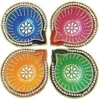 Round Diamond Diya - 4 Pack (#89873) (4 diyas)