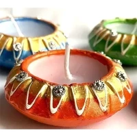 Light Matki Round Diya with Wax - 4 Pack (4 diyas)