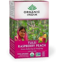 Organic India Tulsi Raspberry Peach Tea (18 tea bags)