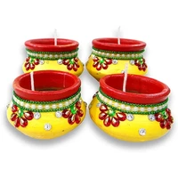 Yellow Matki Diya - 4 Pack (4 diyas)