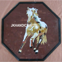 24   Marble Coffee Table Top Marquetry Tiger Eye Running Horse Inlaid Home Decor