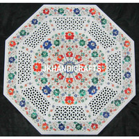 36   Marble Dining Table Top Abalone Shell With High Quality Filigree Home Decor