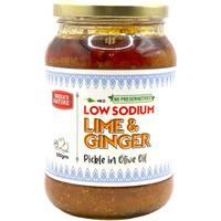 India's Nature Low Sodium Lime & Ginger Pickle in Olive Oil - 500 Gm (1.1 Lb) [FS]