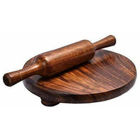 Super Shyne Wooden Chakla Belan Board With Rolling Pin - 12 In