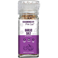 Pride of India Garlic Salt 2.3 oz (65 gm) w/ Convenient Grinder Cap Savory Pungent Tangy Taste | Himalayan Pink Salt Minced Garlic Mix | Vegan Gluten Free