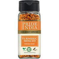 Pride of India ??? Turmeric Minced Whole ??? Gourmet Spice ??? Curcumin Rich/ Anti-inflammatory Properties ??? No Additives/ Gluten ??? Easy to Use ??? 2.8 oz. Small Dual Sifter Jar