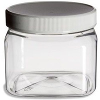 Clear Food Grade PET Plastic Square Storage Jar w/ Cap - 16 Fluid Ounces (2-3 Cup Storage Capacity) - BUY 1 GET 1 FREE (MIX AND MATCH)