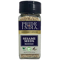 Pride of India ??? Sesame Seed Whole ??? Unhulled & Fresh ??? Keto-Friendly/Gluten-Free ??? Rich in Dietary Fiber - Ideal Seasoning for Salads/Sweets/Desserts ??? Easy to Use ??? 2.5 oz. Small Dual Sifter Bottle