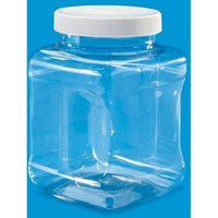 Clear Food Grade PET Plastic Square Grip Storage Jar w/ Cap - 16 Fluid Ounces (1-2 Cup Storage Capacity) - BUY 1 GET 1 FREE (MIX AND MATCH