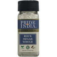 Pride Of India - Natural Crystal Rock Sugar Whole- 3.1 oz (88 gm) Dual Sifter Jar, Authentic Indian Sugar Crystals, Used to Sweeten Milk