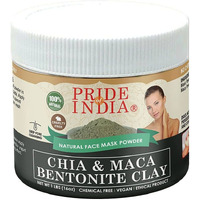 Chia & Maca Bentonite Clay Natural Face Mask Powder, 1 Pound (454gm) Jar by Pride Of India