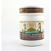 Pride Of India - Herbal Henna & Indigo Mix Hair Color Powder w/Gloves - Natural Brown, Half Pound (120 Grams)