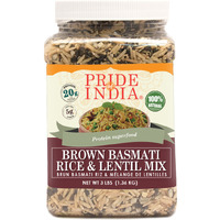 Pride Of India - Indian Brown Basmati Rice & Lentil Kitchari Mix - Protein Superfood, 3 Pound Jar