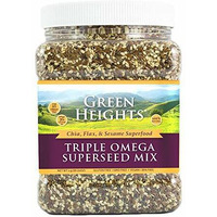 Triple Omega Super Seed Mix - 22 Ounce / 620 Grams Jar (44+ Servings) - Proudly Made in America - Healthy Nourishing Essentials by Green Heights 22 oz