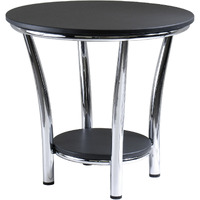 Maya Round End Table; Black Top; Metal Legs