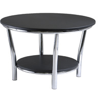 Maya Round Coffee Table; Black Top; Metal Legs