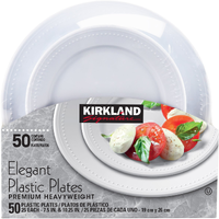 Kirkland Signature Elegant Plastic Plates, Variety Pack, White, 50-count