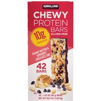 Kirkland Signature Chewy Protein Bar, Peanut Butter & Semisweet Chocolate Chip, 1.41 oz, 42-Count