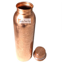 Prisha India Craft Copper Bottle with New Designed, Travel Essential, Drinkware, Pure Copper Water Bottle 900 ML, Copper