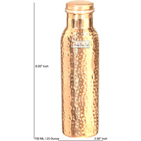 Prisha India Craft Copper Water Bottle, Hammered Design Pure Copper, Capacity 700 ML (23-oz), 1 Piece