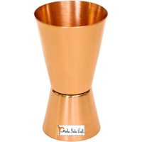 Prisha India Craft Pure Copper Measuring Jigger Shot Glasses Double Sided Jiggers - 2 Ounce and 1 Ounce