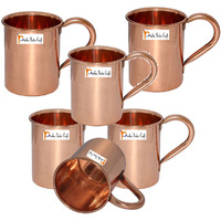 Set of 6 - Prisha India Craft B. Copper Mug for Moscow Mules 450 ML / 15 oz - 100% pure copper - Lacquered Finish Mule Cup, Moscow Mule Cocktail Cup, Copper Mugs, Cocktail Mugs with No Inner Linings