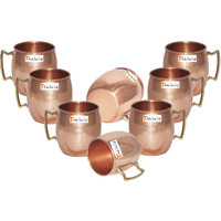 Set of 8 - Prisha India Craft B. Solid Copper Mug for Moscow Mules 550 ML / 18 oz 100% Pure Copper Best Quality Lacquered Finish Mule Cup, Moscow Mule Cocktail Cup, Copper Mugs, Cocktail Mugs