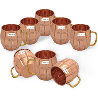 Set of 8 - Prisha India Craft B. Solid Copper Moscow Mule Mug 550 ML / 18 oz 100% Copper Lacquered Finish Best Quality Mule Cup, Moscow Mule Cocktail Cup, Copper Mugs, Cocktail Mugs