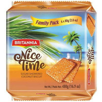 Britannia Nice Time Coconut Biscuits Family Pack - 480 Gm (16.9 Oz)