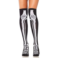 Leg Avenue Women's Over The Knee Halloween Socks, Black/White, One Size