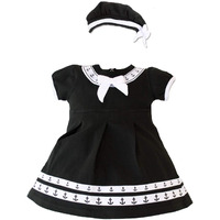 Trooper Clothing Black Cracker Jack Dress with Beret, Black/White, 6/9 Months 725:725 6/9