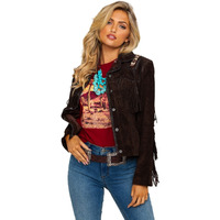 Scully Women's Boar Suede Beaded Fringe Jacket - L758-EXPRESSO X- US Brown