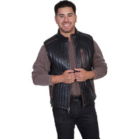 Scully Western Vest Mens Leather Zipper 2X Black Italian Lamb 306