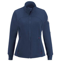 Bulwark Women's Zip Front Fleece Jacket-Cotton/Spandex Blend XS Navy