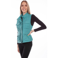 Scully Western Vest Womens Multi Pocket Zip Nylon XL Teal F0_6262