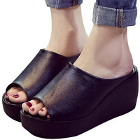 Fiji Platform Wedges Fabulous And Minimal, Size 7 / NIGHT BLACK